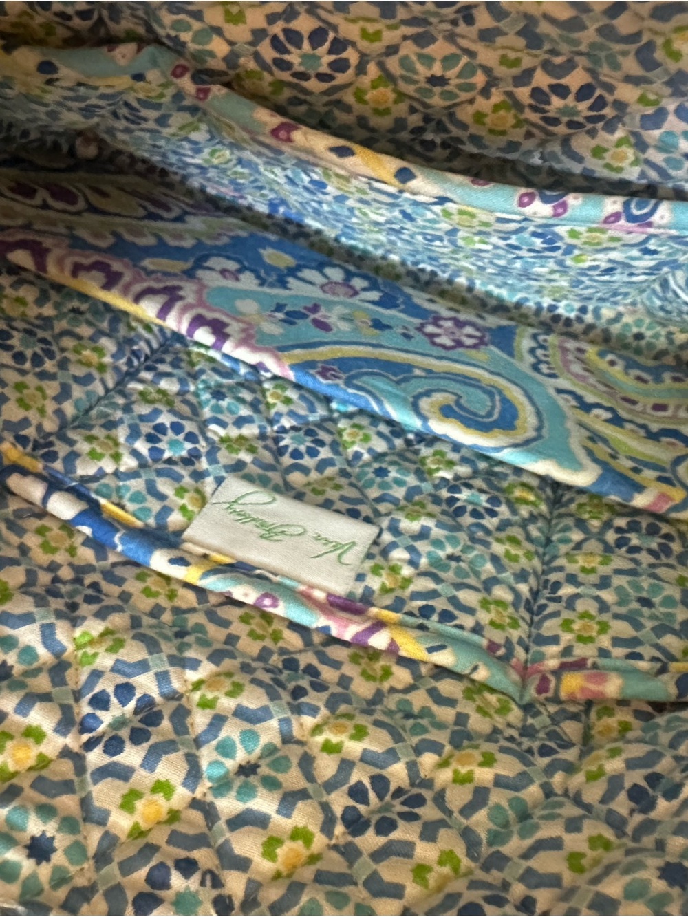 Vera Bradley Retired Print Capri Blue Paisley ShoulderTote Bag - Picture 5 of 5